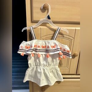 Freestyle White Tank Top with Orange Accents